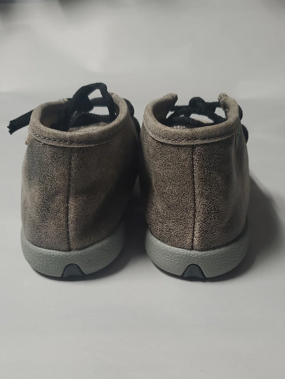 Kids Twisted X Grey Leather Chukka Driving Moccasin Shoes Size 8 Comfort